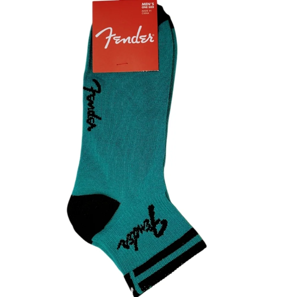 Fender Guitar Logo Ankle Socks Teal/Blue & Black